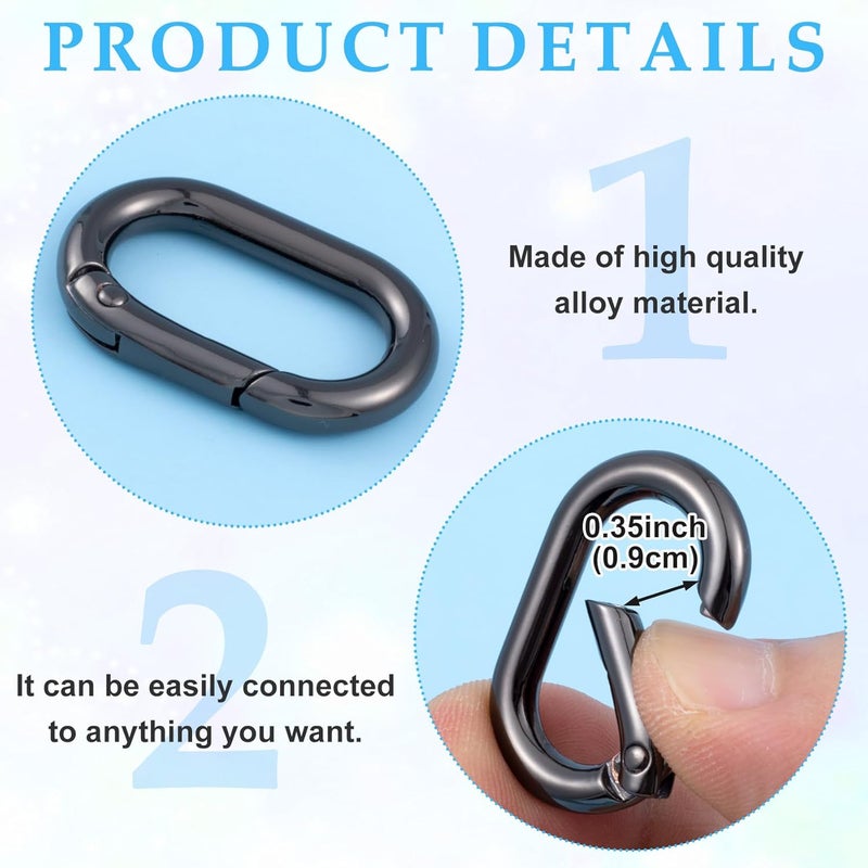 STSTR 3pcs Oval Spring Ring Clips, Metal Keyring Purse Clip, Heavy Duty Opening O Ring Carabiner for Keychains,Backpacks, Keys - Image 3